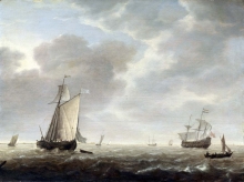 212/vlieger, simon de - a dutch man-of-war and various vessels in a breeze